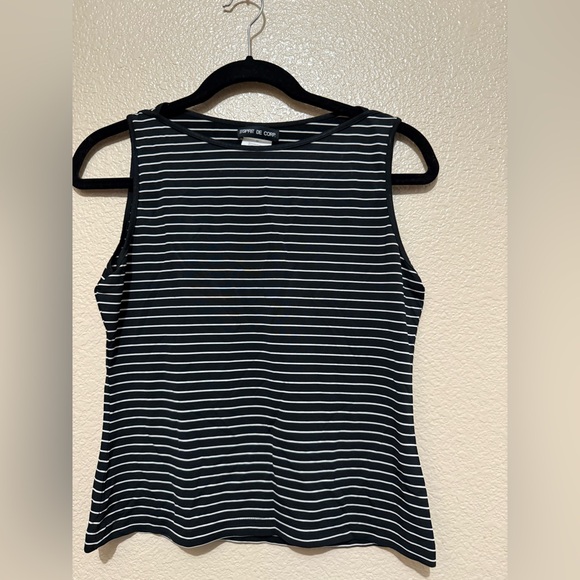 Esprit Black and White Striped Tank Top - Picture 1 of 6